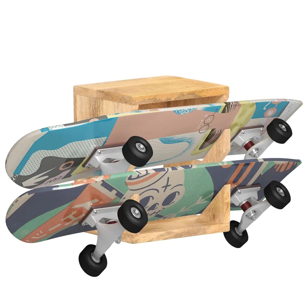 Supporto Skateboard da Parete 25x20x30 cm in Legno di Mango 320480