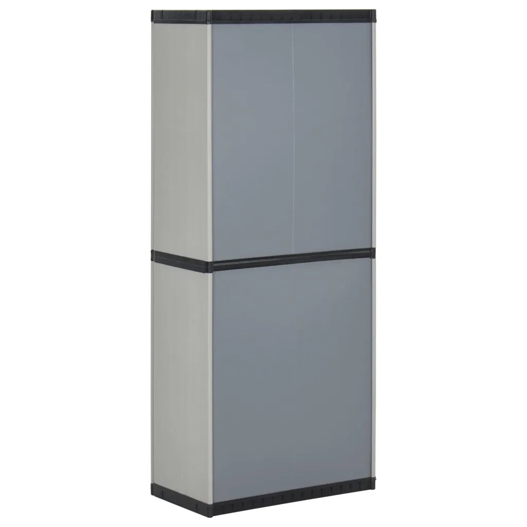 Armadietto da giardino con serratura e 3 ripiani 68 x 40 x 168 cm PVC grigio 02_0047063