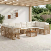 Set di divani da esterno 11 pcs Naturale e Bianco Crema 3437556