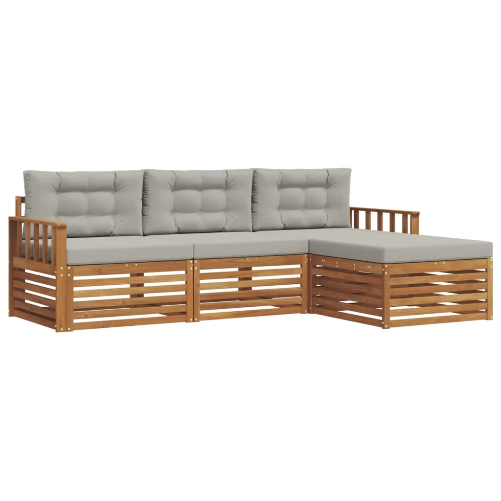 Set di divani da esterno 4 pcs Grigio Naturale e Chiaro 3373251