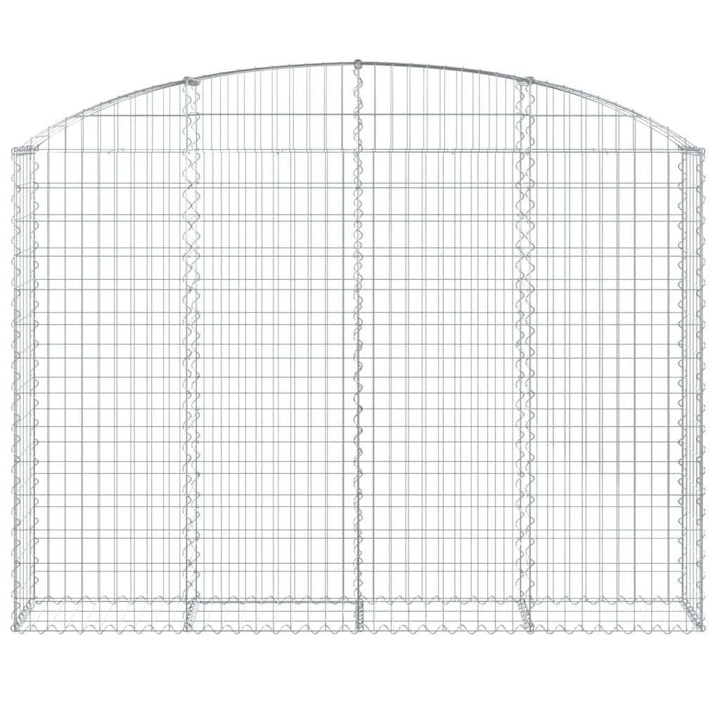 Cesto gabbione recinzione a gabbia muro di contenimento ad arco 200 x 30 x 140/160 cm ferro zincato argento 02_0039997