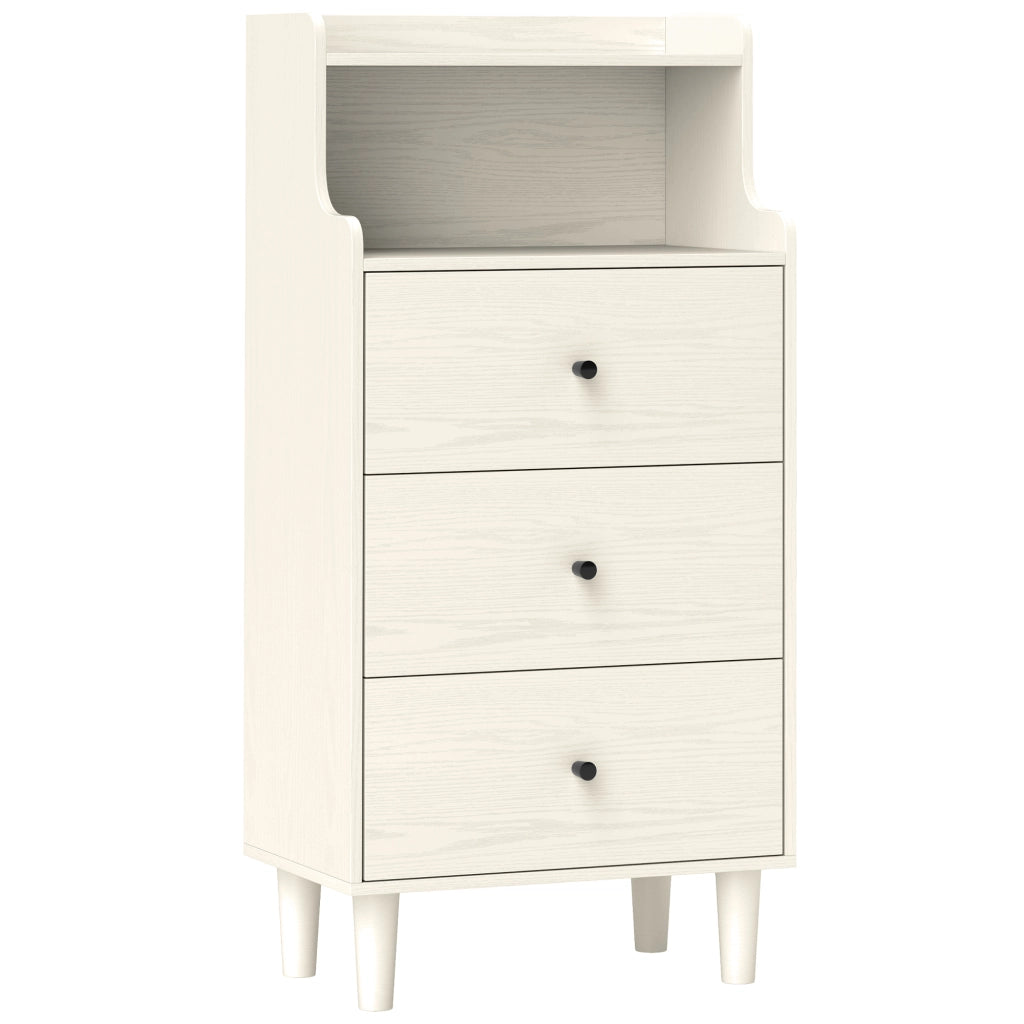 Cassettiera 3 Cassetti 2 Ripiani Aperti Moderna ¨C zephmum ¨C Bianco Veteado 47x29x95cm