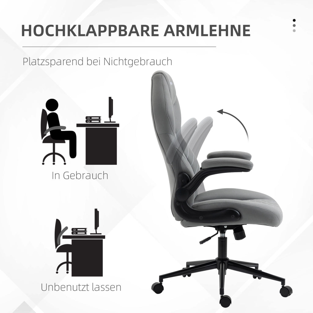 Sedia da ufficio con schienale, altezza regolabile, braccioli pieghevoli ¨C Minimal ¨C Grigio chiaro