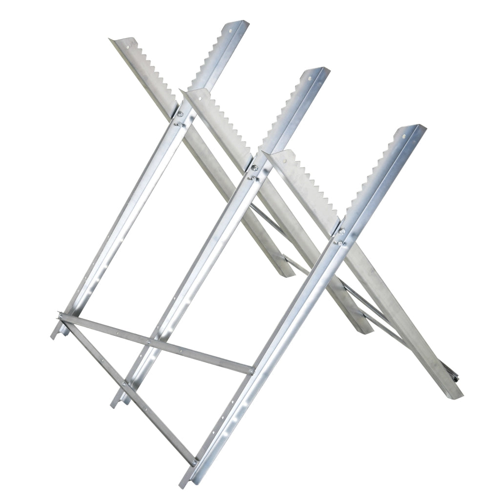 Cavalletto Taglialegna Pieghevole in Metallo ¨C zephmum ¨C Argento 83x83x79 cm
