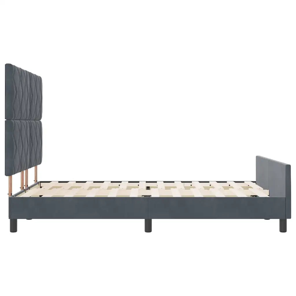 Letto a molle con testiera Grigio scuro 140 x 190 cm Velluto 3345006