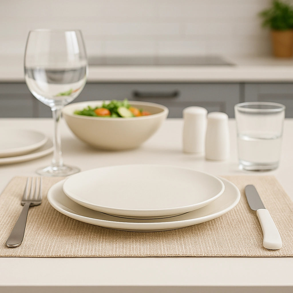 Coltelli da Tavola 24pz Manico in Polipropilene Doppia Affilatura 22cm Bianco