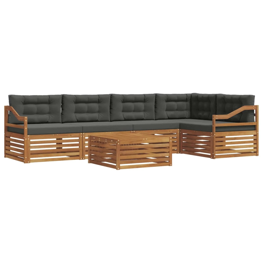 Set di divani da esterno con cuscino 6 pcs Naturale e Antracite