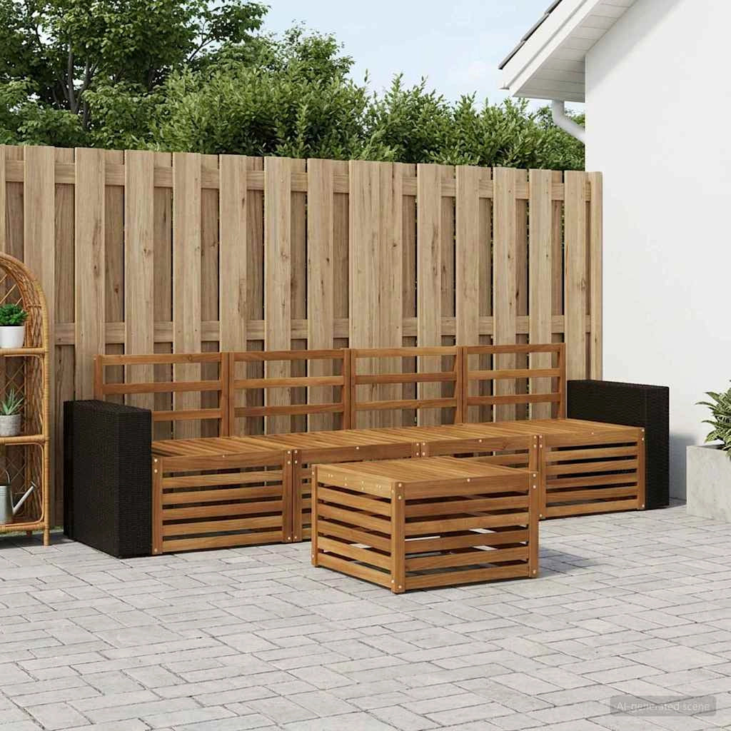 Set di divani da esterno 5 pz Naturale Legno di Acacia Massello 3384000