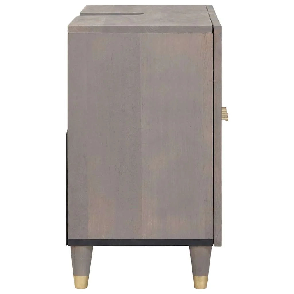 Mobiletto lavabo moderno e compatto 62 x 33 x 58 cm con pratico spazio di archiviazione stile elegante legno massello di mango grigio 02_0057887