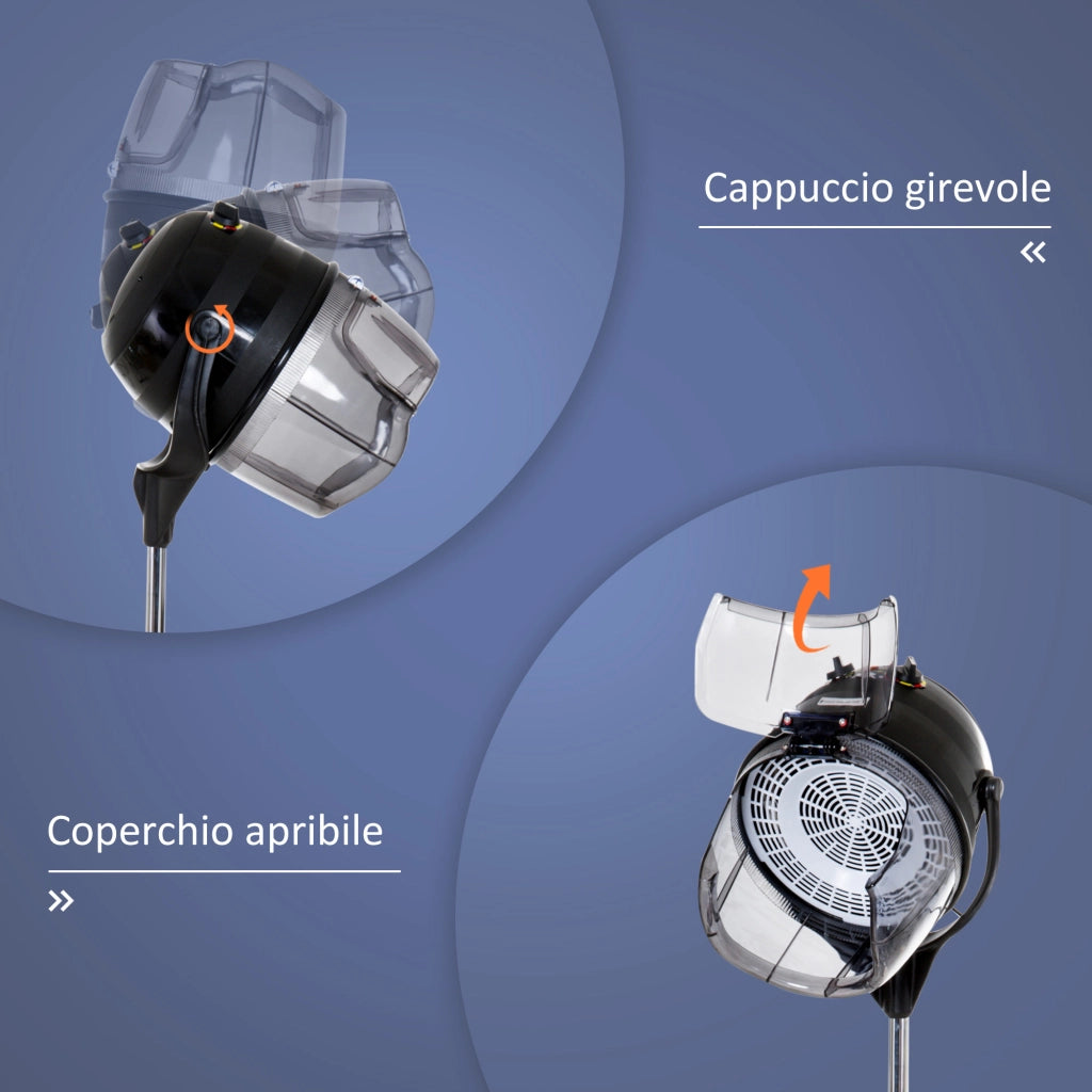 Casco Asciugacapelli Professionale ¨C Xylo ¨C 1180W Altezza Regolabile Timer 60min Nero 65x65x115-165cm