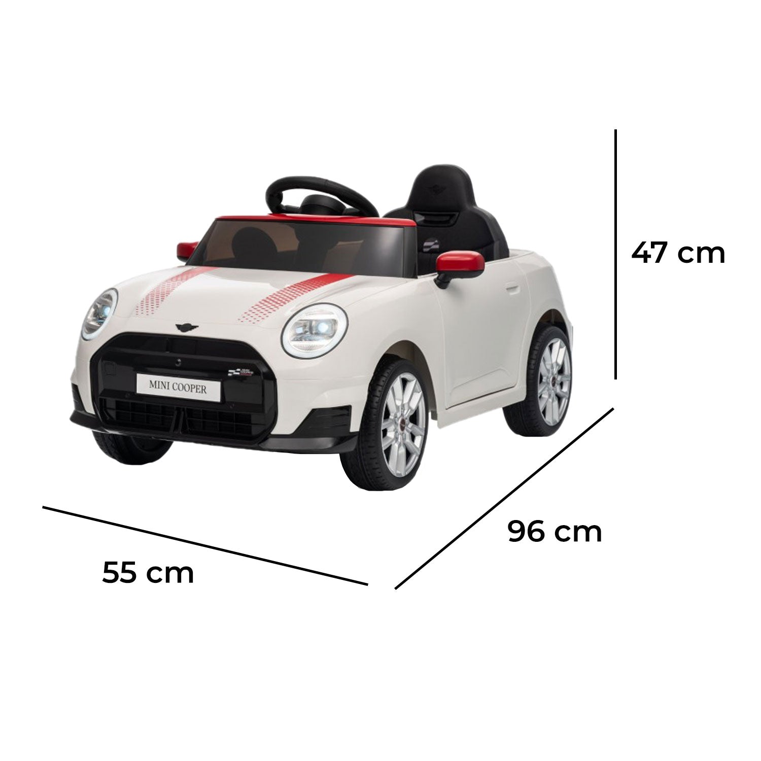 Macchina Elettrica per Bambini Licenza Ufficiale Mini Cooper S Cabrio 12V Sedili in Pelle e Telecomando Bianco