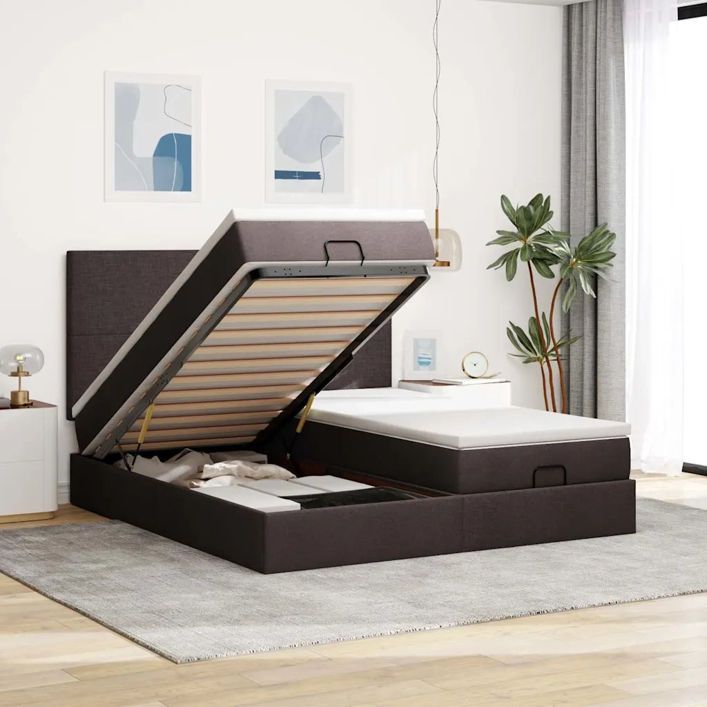 Struttura Letto Pouf con Materassi 200x200 cm in Tessuto 3313681
