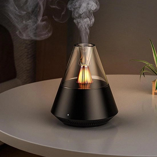 Diffusore di aromi per oli essenziali, umidificatore portatile con nebbia fredda e effetto luce caldo, telecomando, capacità 150 ml.