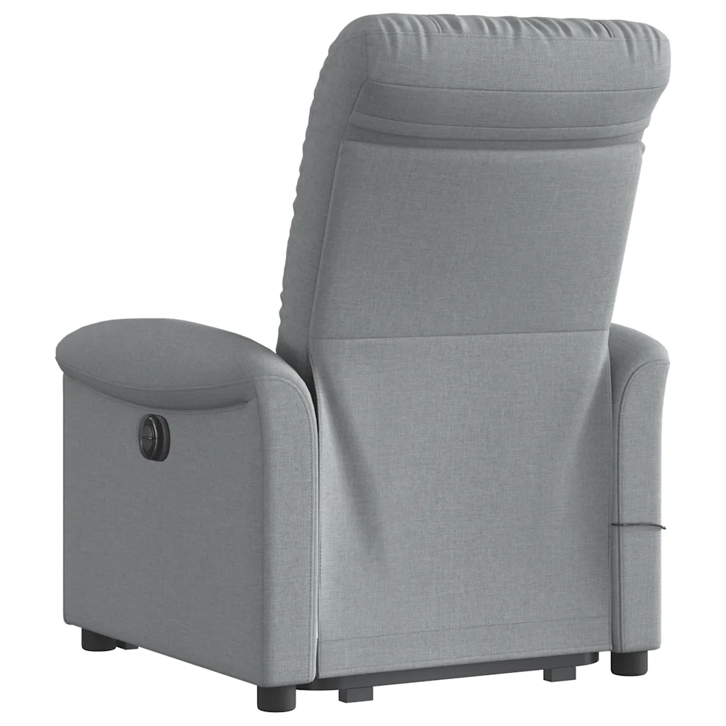 Poltrona | Sedia Relax Alzapersona Massaggi Reclinabile Grigio Chiaro Tessuto