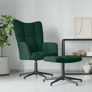 Poltrona Relax con Poggiapiedi Verde Scuro in Velluto