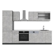 Cucina componibile R-Line Calcestruzzo/Antracite 300 cm, PL Marmo Vicco