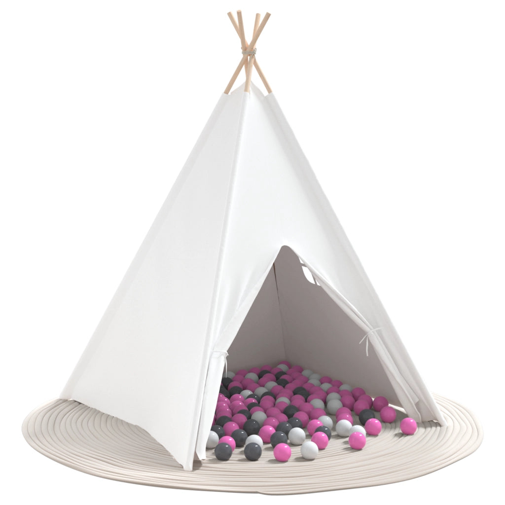 Tenda Teepee per Bambini con Borsa Pesca & Palline da Gioco Skin Bianca