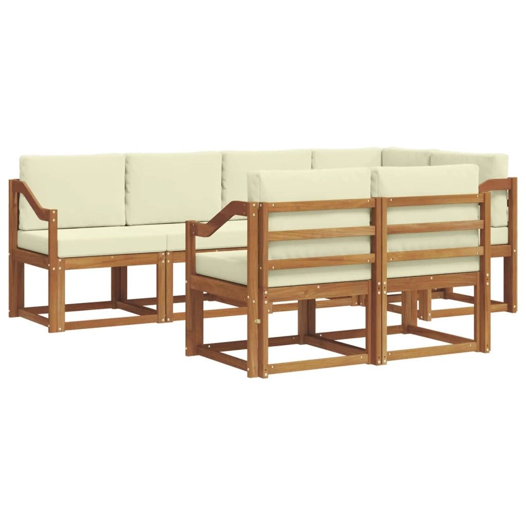 Set di divani da esterno con cuscino 7 pcs Naturale e Crema