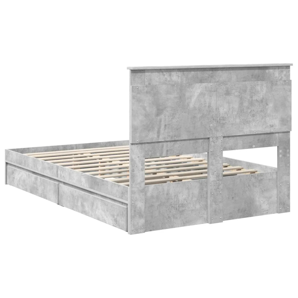 Letto con Contenitore con testiera Grigio cemento 135 x 190 cm