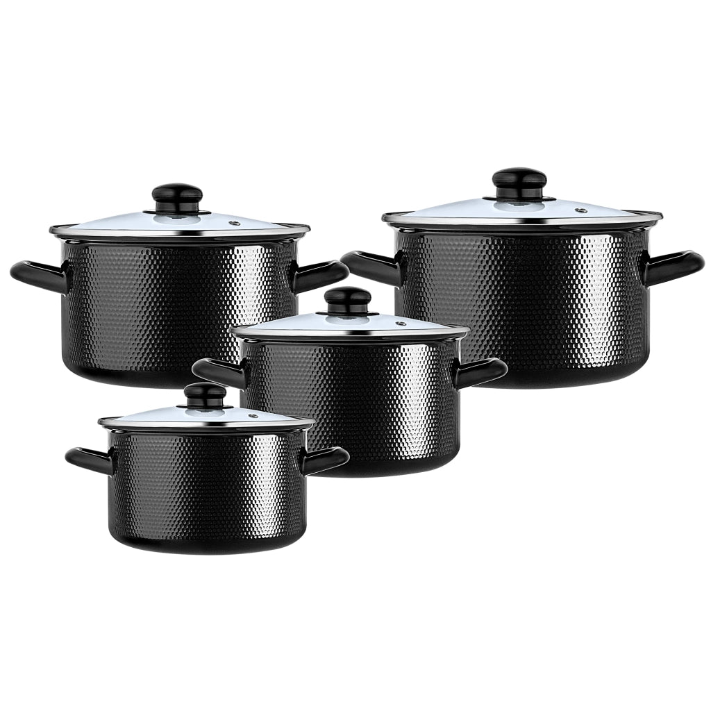 Set di pentole smaltate KADAX 8-El per piani cottura a gas e induzione, tradizionali con coperchio