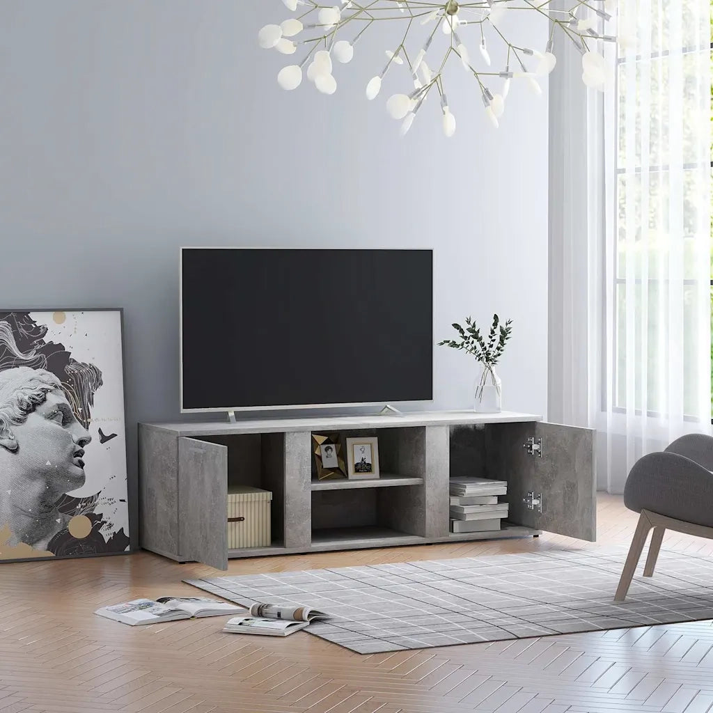 Mobile Porta TV Grigio Cemento 120x34x37cm in Legno Multistrato 801165