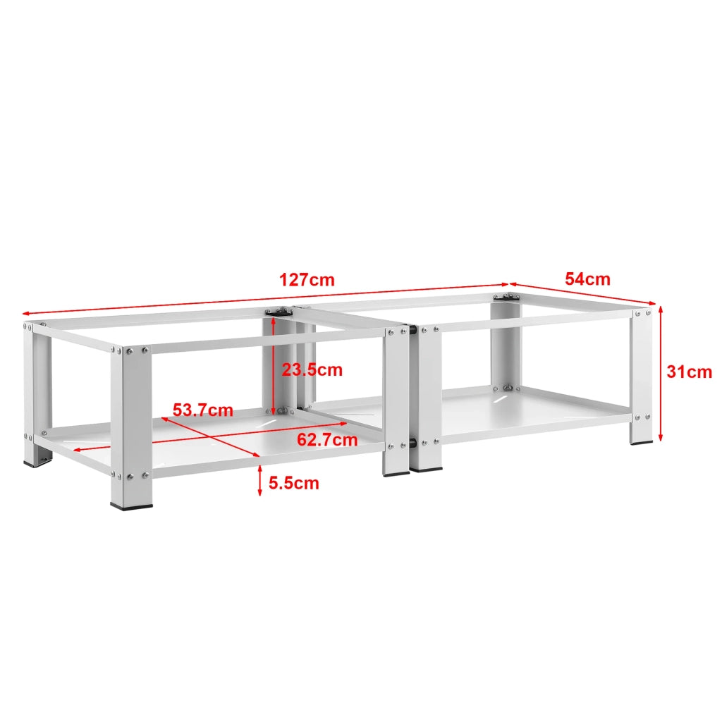 Base doppia Cremlingen con ripiano per lavatrice asciugatrice 127 x 54 x 31 cm 03_0006463
