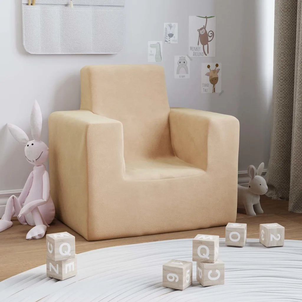 Divano per Bambini-Sofa-Divanetto Crema in Morbido Peluche 261785