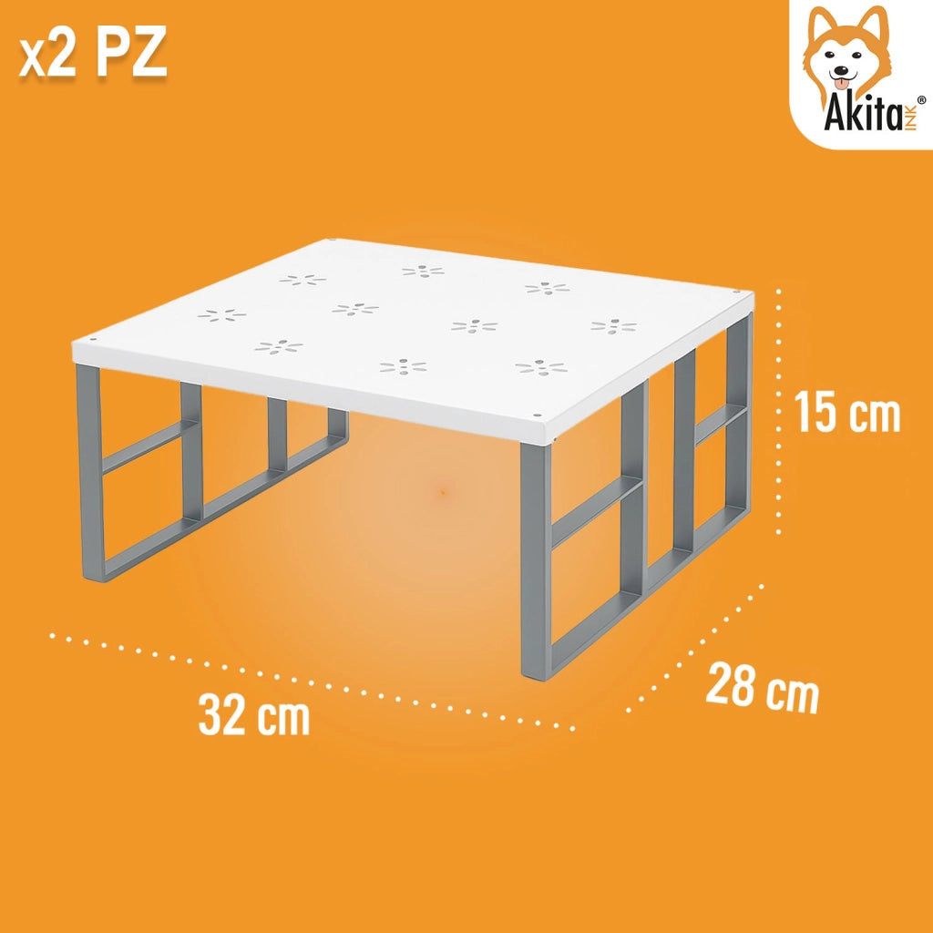 Akitaink Set 2 Scaffali Portaspezie Grandi Metallo Bianco