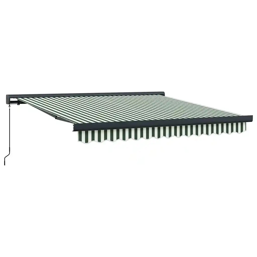 Tenda Retrattile Verde e Bianco 350 x 250 cm Tessuto e Metallo 3330479
