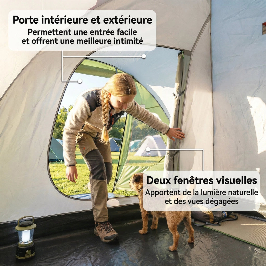 Tenda da Campeggio 4 Persone 2 Camere ¨C zephmum ¨C Verde 323x248x150cm