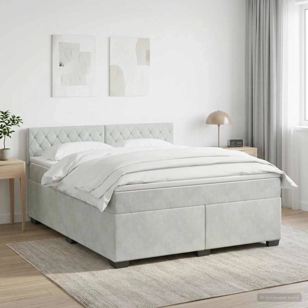 Letto box spring con materasso Grigio Chiaro 140 x 190 cm 3450704