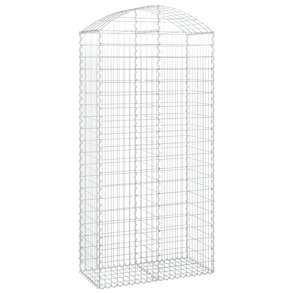 Cesto gabbione recinzione a gabbia muro di contenimento ad arco 100 x 50 x 200/220 cm ferro zincato argento 02_0039965