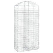 Cesto gabbione recinzione a gabbia muro di contenimento ad arco 100 x 50 x 200/220 cm ferro zincato argento 02_0039965