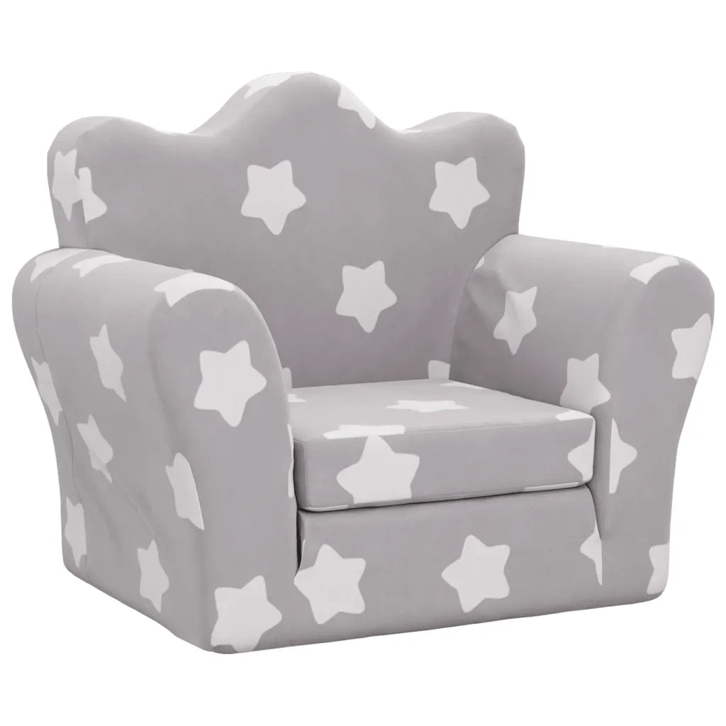 Divano letto | Sof¨¤ letto | Letto singolo Bambini Grigio Chiaro con Stelle Morbido Peluche