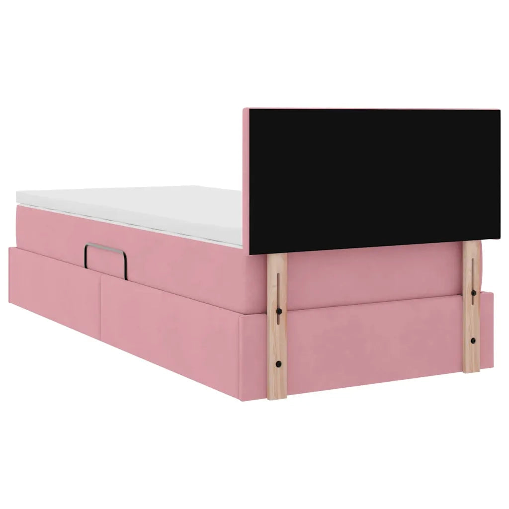 Letto con contenitore e LED Rosa 90 x 200 cm Velluto 3371312