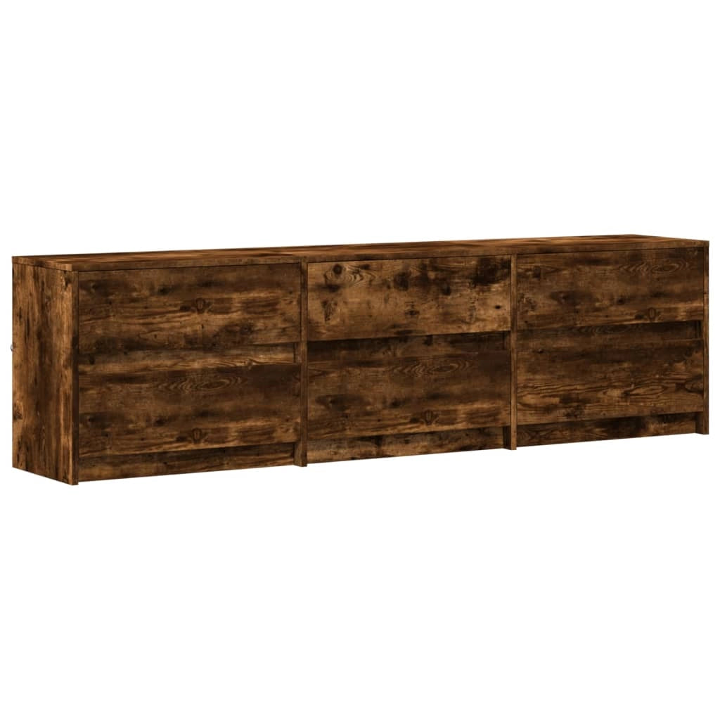 Mobile TV multimediale mensola TV credenza mobile TV per sala da pranzo soggiorno camera da letto con illuminazione a LED rovere affumicato 180 x 34 x 50 cm legno ingegnerizzato marrone 02_0026478
