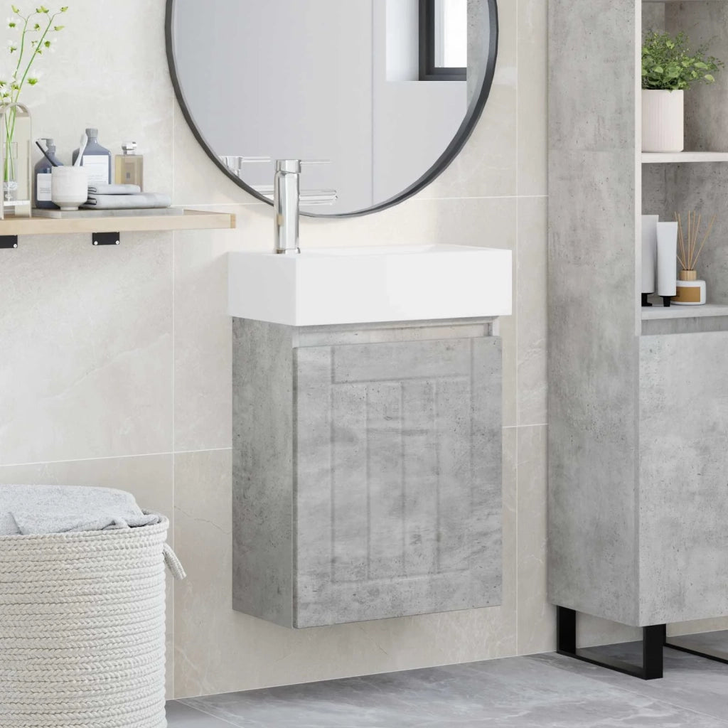 Mobile bagno con rubinetto Grigio Cemento 45,5 x 25,5 x 84 cm