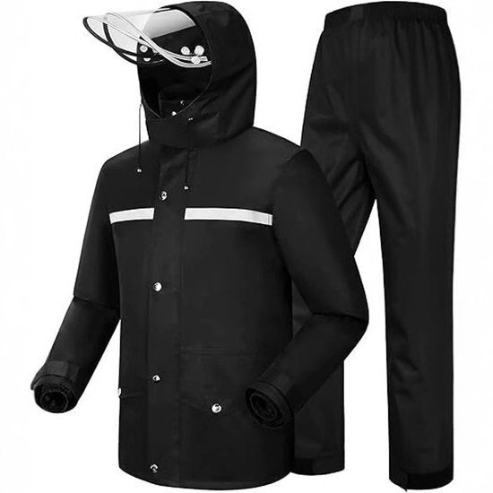 Impermeabile Giacca e Pantaloni per Uomini e Donne Outdoor Tutti gli Sport Respiranti Anti-storm - Nero - XL