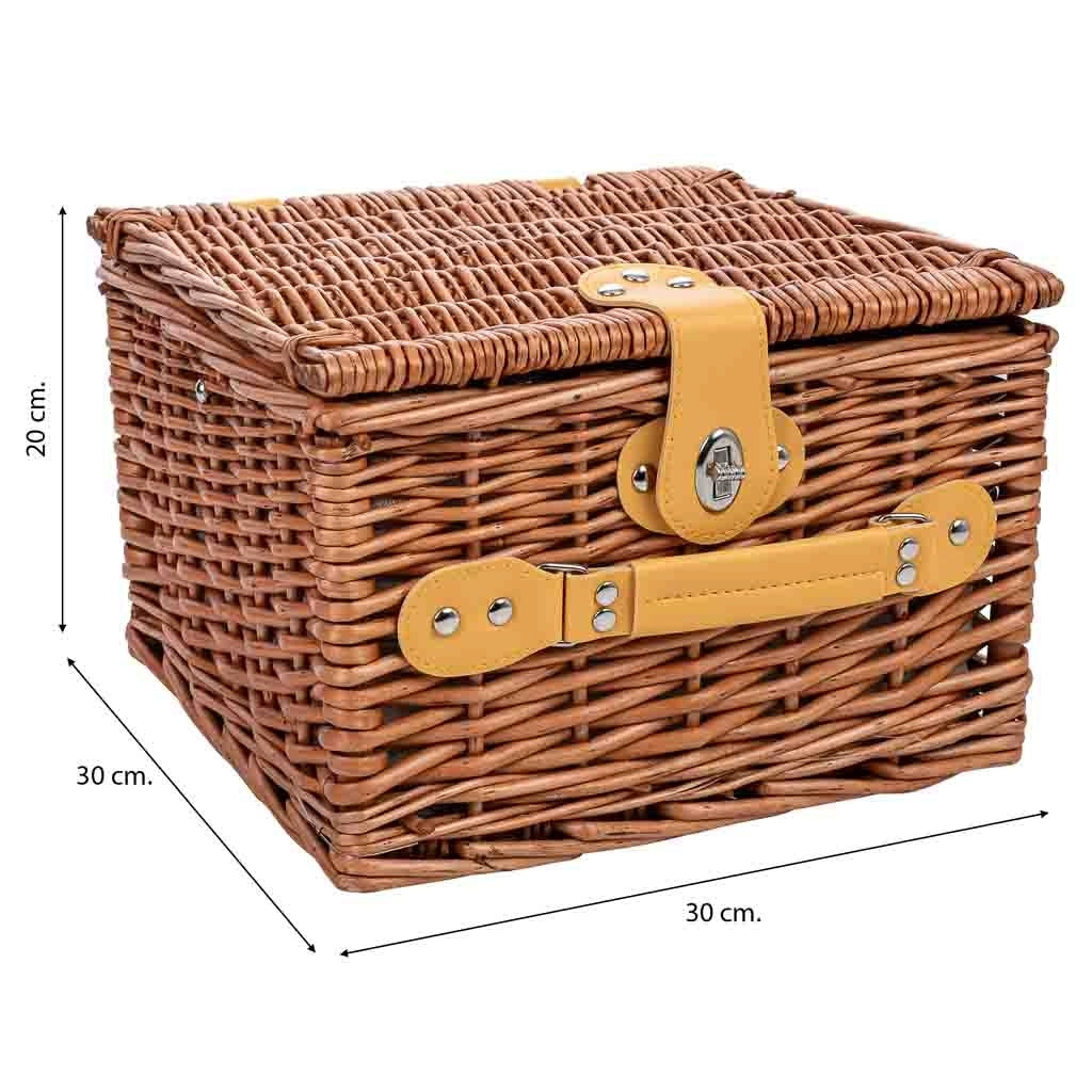 Cestino da picnic per 2 persone, marrone, 30x30x20h cm