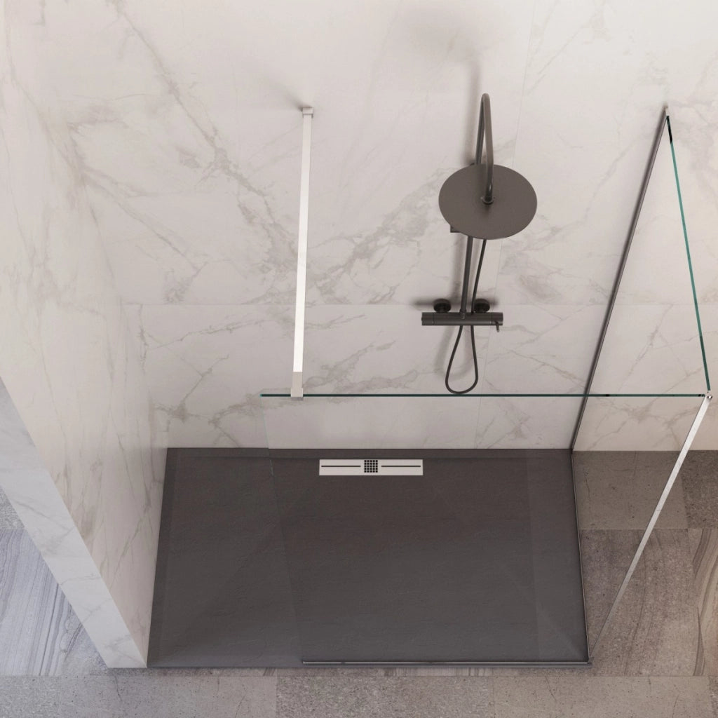 Parete doccia walk-in due lati trasparente senza profili h195 8mm osiride, misura 100x120