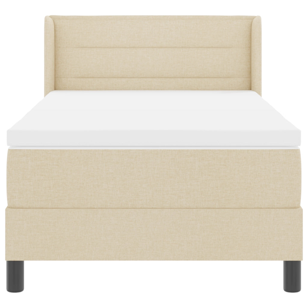 Letto Box Spring  con Materasso Panna 100x200 cm Tessuto