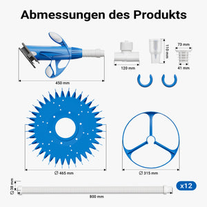 Pulitore automatico per piscine incl.12 tubi Aspiratore per pulizia fondo piscina