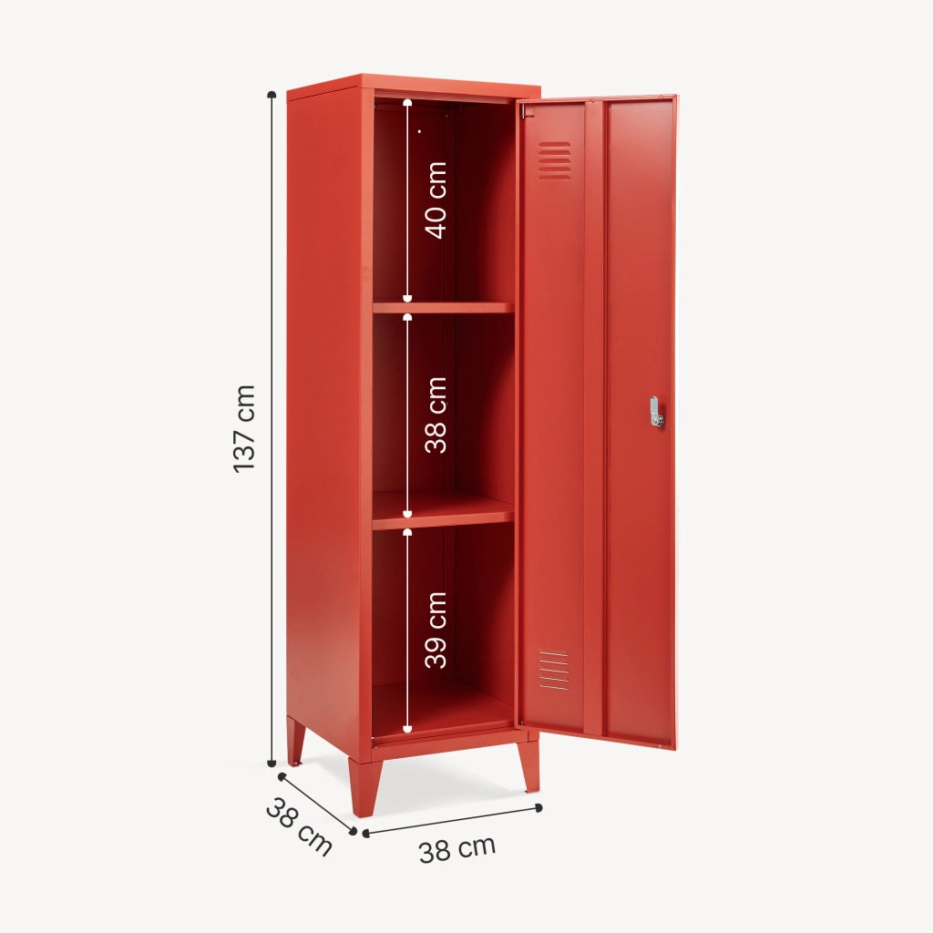 Armadio da Ufficio Kurikka Acciaio Rosso [en.casa]