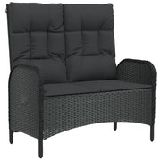 Panchina Reclinabile da Giardino | Panca da Giardino con Cuscini 107cm Polyrattan Nera