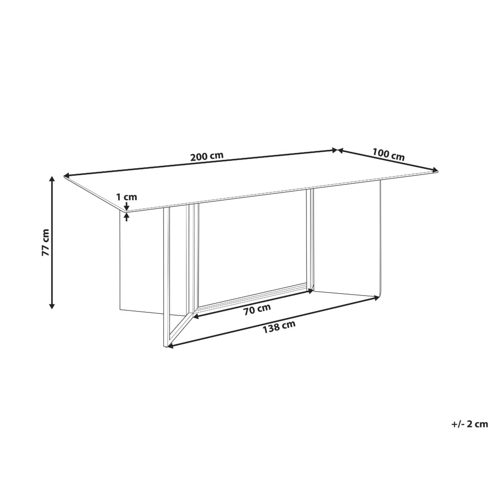 Tavolo da pranzo moderno e glamour in MDF con piano in vetro effetto marmo gambe in metallo dorato 8 posti 100 x 200 cm soggiorno cucina