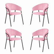 Sedie da sala da pranzo set da 4 Aurelia in velluto rosa con gambe nere