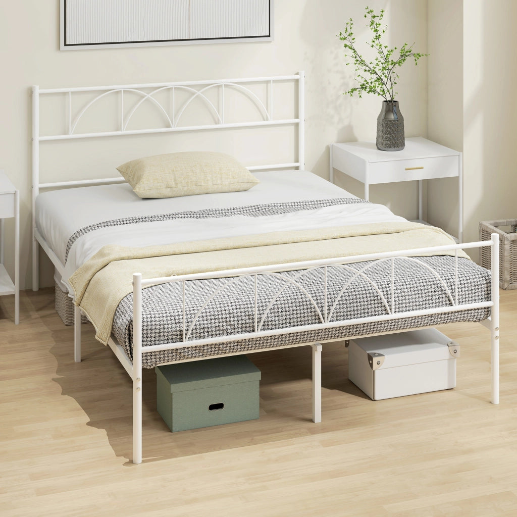 Letto Matrimoniale con Contenitore e Testiera in Acciaio ¨C Zephmum ¨C 140x190 cm