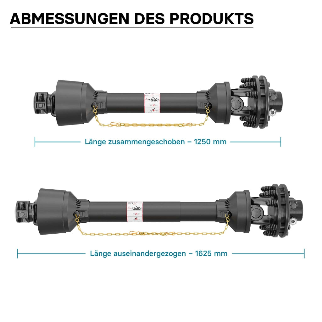 Albero cardanico T4 Giunto cardanico 1250-1375mm 460Nm 540rpm Cardano 40kW (55CV) 2x 1 3/8" 6 denti