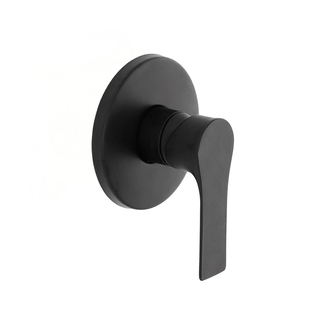 Set doccia nero opaco con braccio 35cm, soffione 25cm e miscelatore linea Flat