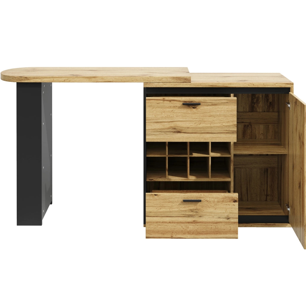 Tavolo da pranzo 138-220x39x105 cm allungabile con 2 cassetti in MDF e metallo naturale